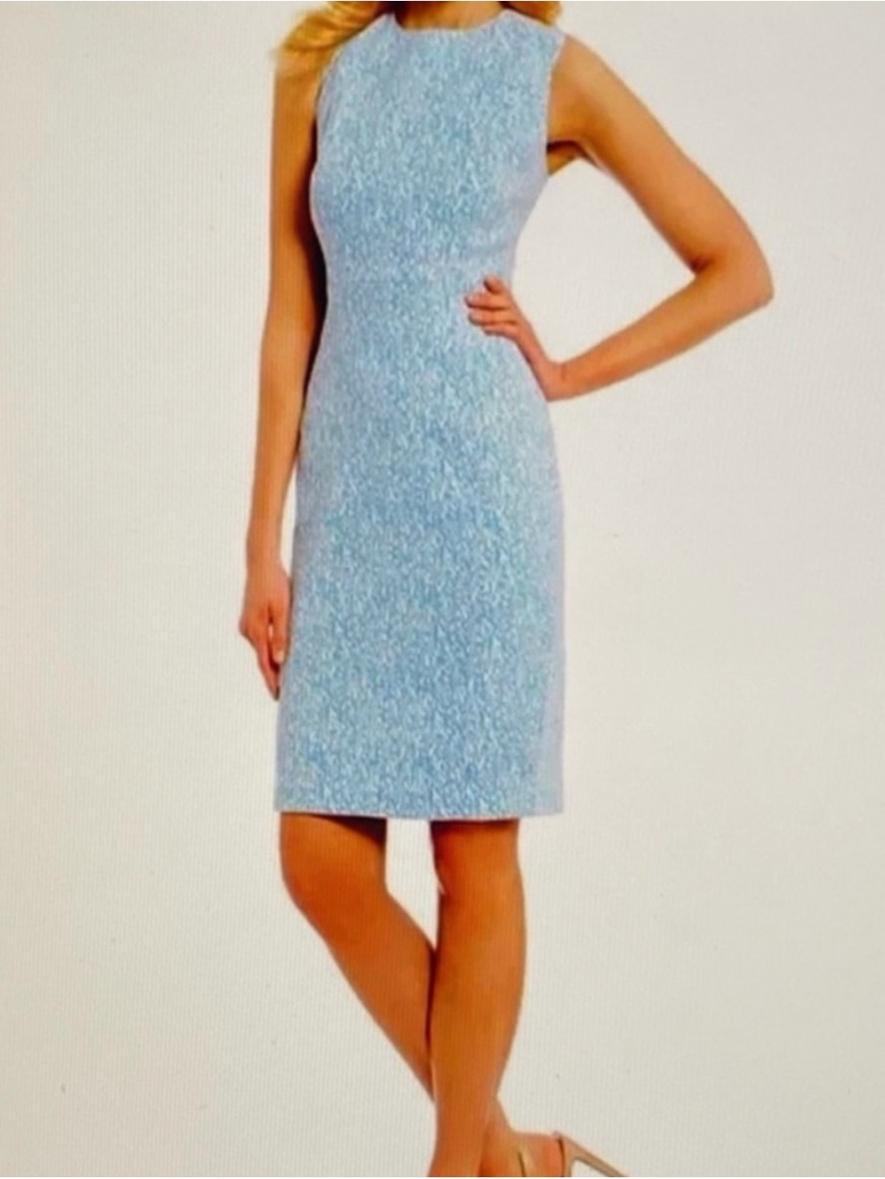 Calvin Klein Blue Print Sleeveless Sheath Dress, Size 6